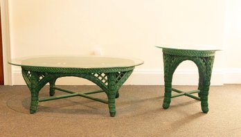 Green Wicker Outdoor Tables