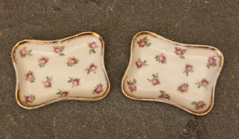 Limoges Porcelain Floral Trinket Trays