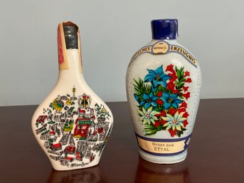 Two Vintage Souvenir Porcelain Sealed Bottles From Germany