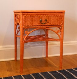 Orange Wicker Side Table