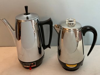 Two Vintage Percolator Coffee Pots Westinghouse & Farberware