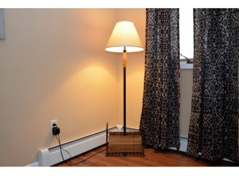 Floor Lamp With Wicker Basket Storage