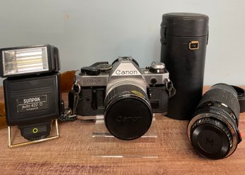 Canon AE-1 Camera, Sigma Lens & Sunpack Flash