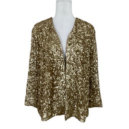 Chicos Traveler Gold Sequins Jacket Size 2 Medium