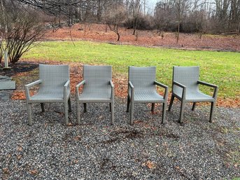 Set Of 4 Janus Et Cie Outdoor Grey Woven Chairs