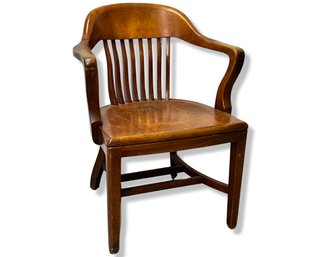 Vintage Wooden Desk Arm Chair By The Marble Chair Company