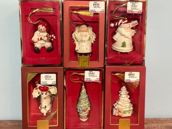 Six Lenox Ornaments Including Raggedy Ann New In Boxes