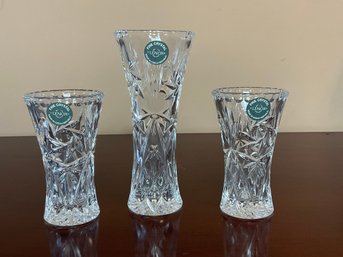 Trio Of Lenox Crystal Star Vases New With Labels