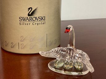 Swarovski Crystal Swan Family With Box