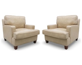 Beige Leather Club Chairs By Lexington Furniture