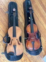 Two Vintage Violins With Cases