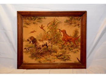 Pointer And Retriever Dogs Framed Cloth Padded Stitched Relief Artwork