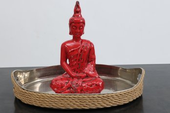 Buddha With Chrome Rope Covered Tray