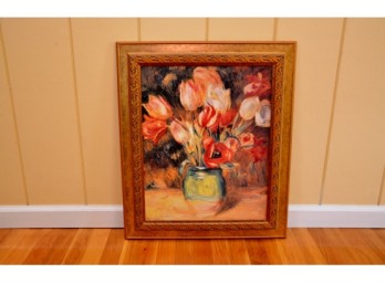 Flowers In Vase - Framed Oil On Canvas