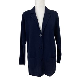 Jones & Co. Blue Knit Wool Blend Cardigan Sweater Size M