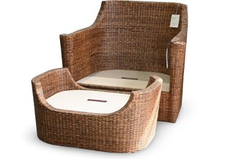 The Wicker Works PALISADES Lounge Chair With Ottoman Original Retail $3300.00 For Both