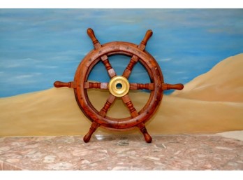 Wood And Brass Ships Wheel