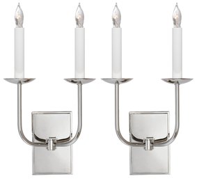 Visual Comfort Polished Nickel Double Wall Sconce