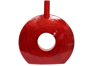 Modern Large Red Lacquer Bamboo Vase