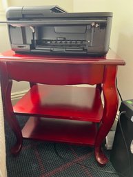 Red Side Table With Under Shelf