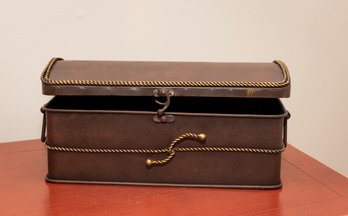 Lovely Tin Storage Box  With Brass Accent