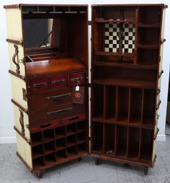 Stateroom Bar Steamer Trunk On Wheels By Authentic Models