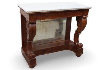 Marble Top Mirrored Console Table