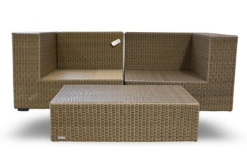 MANUTTI ASPEN SYNTHETIC WICKER SECTIONAL COUCH AND COFFEE TABLE Original Retail $3696.00