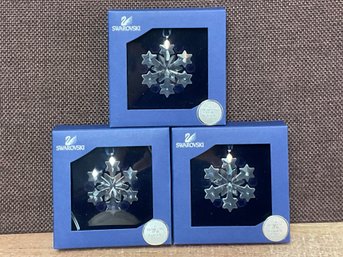 Trio Of Swarovski Crystal Snowflakes Ornaments New In Boxes
