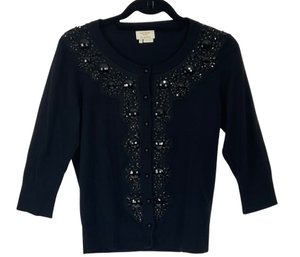 Kate Spade Black Jeweled Cardigan Sweater Size M