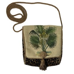 Leopard Crossbody With Embroidery & Tassel