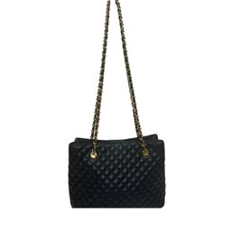 Lord & Taylor Navy Quilted Handbag With Chain Strap