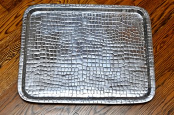 Embossed Croc Pattern Silver Serving Tray