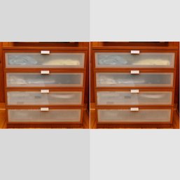 Pair Of Four Drawer Frosted Glass Dresser