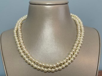 Double Strand Faux Pearl Choker Necklace
