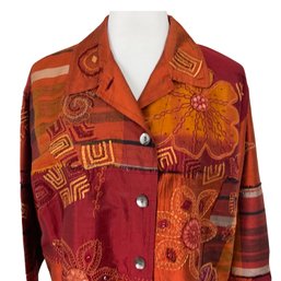 Chicos Embellished Silk Jacket Size 2 Medium