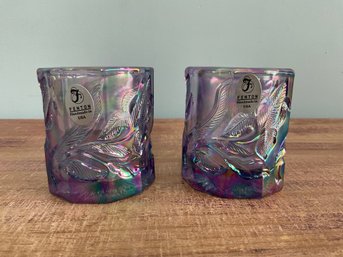 Pair Of Fenton Iridescent Glass Votive Holders New In Boxes