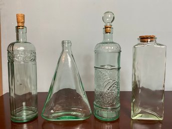 Vintage Green Tint Glass Bottles