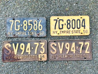 Four Vintage New York License Plates