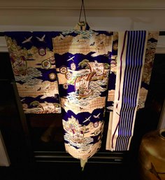 JAPAN - Children's Vintage Silk Kimono With Obi, Obi Tie Plus Kimono Hanger