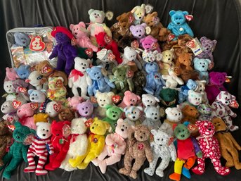 Beanie Babies Collection Over 60 Bears Only Including Collectors Case