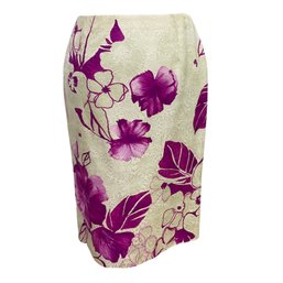 Valentino Jacquard Ivory & Fuchsia Flower Skirt