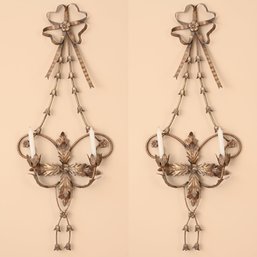 Pair Of Metal Wall Candleholder Sconces