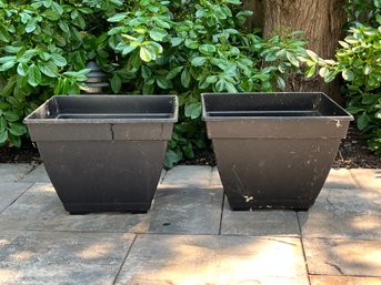 Pair Of Composite Low Planters