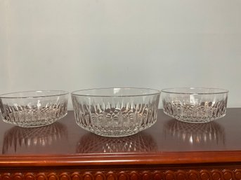 Trio Of Arcoroc France Glass Serving Bowls
