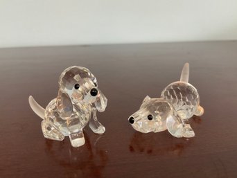 Swarovski Crystal Pair Of Puppies With Boxes