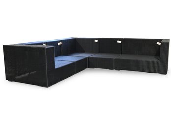 5PC. MANUTTI ASPEN BLACK L-SHAPED SYNTHETIC WICKER OUTDOOR SECTIONAL COUCH Original Retail $5556.00