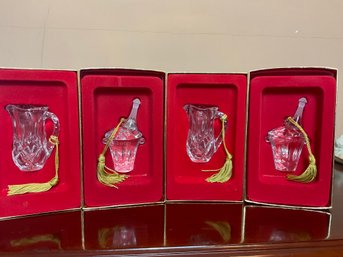 Set Of 4 Gorham Crystal Ornaments New In Boxes