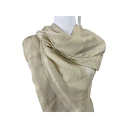 Beautiful Ivory Semi-sheer Silk Scarf Wrap