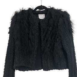 Bebecka By Becky Bisoulis Black Knit Sweater Jacket Size Medium